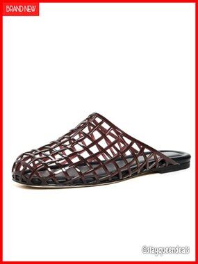 Jelly Mesh Flat Sandals Closed Toe Slip On Mules Slides